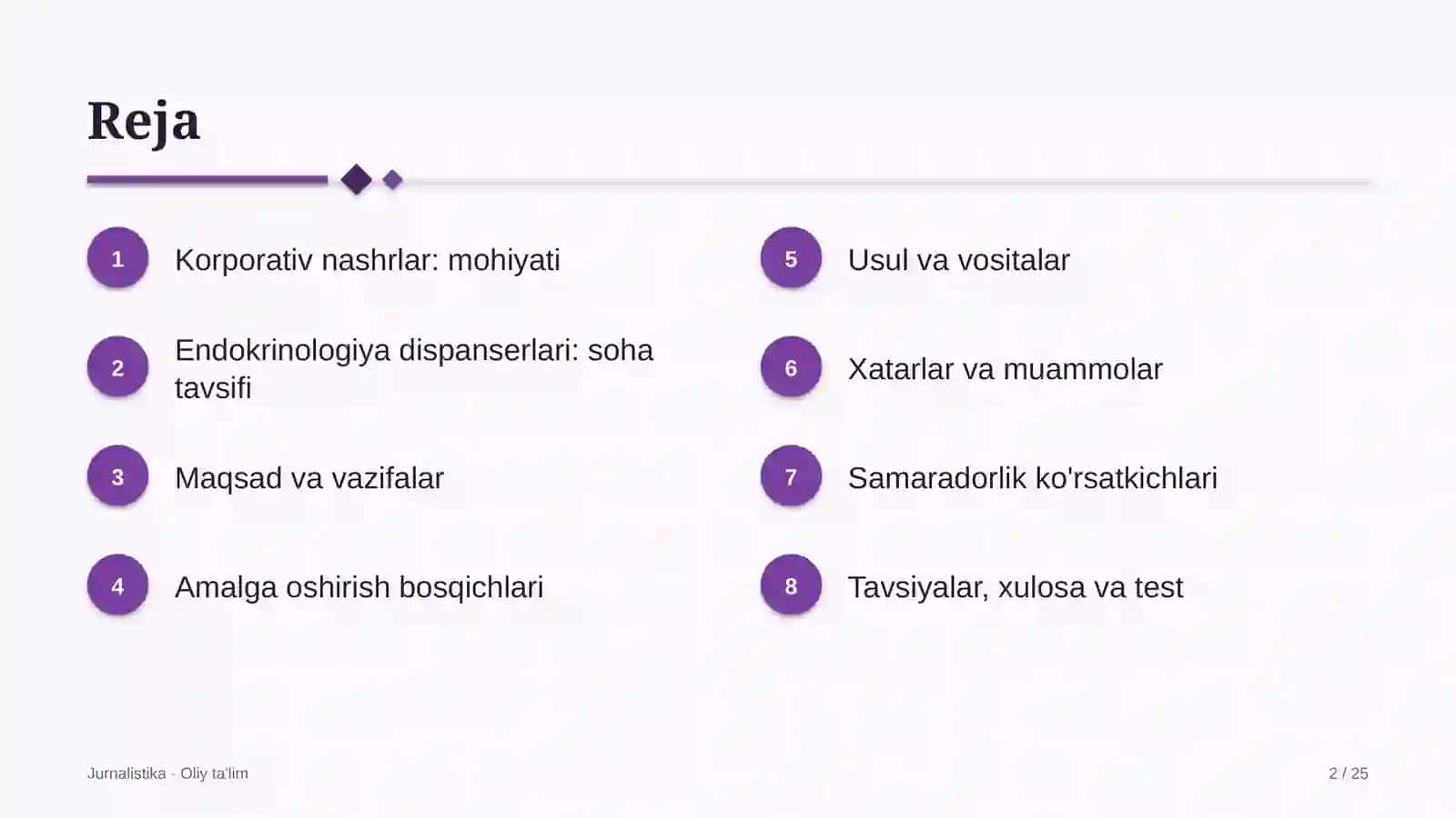 Endokrinologiya dispanserlarida korporativ nashrlar 2