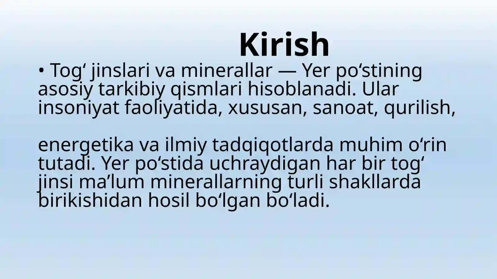 TOG’ JINSLARI VA MINERALLAR BILAN TANISHISH MAQSADIDA GEOLOGIYA MUZEYIGA TASHRIF 2