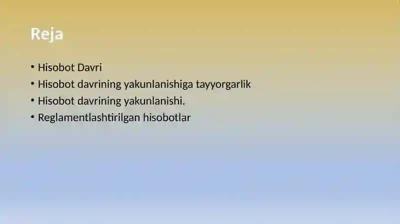 Hisobot davrimi yakunlash 2