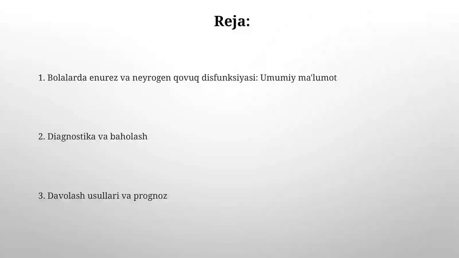 Bolalarda Enurez, siydik chiqarish yo‘llari neyrogen disfunksiyasi 2