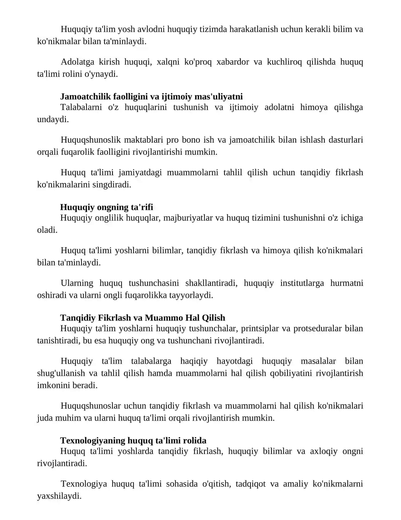 Yoshlar huquqiy ongini shakllantirishda huquqiy tarbiyaning oʻrni 2