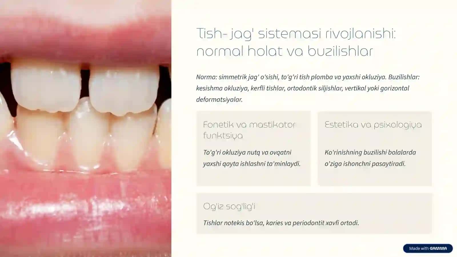 Tish-Jag Sistemasi Anomaliyasi va Deformatsiyasi Profilaktikasi 2