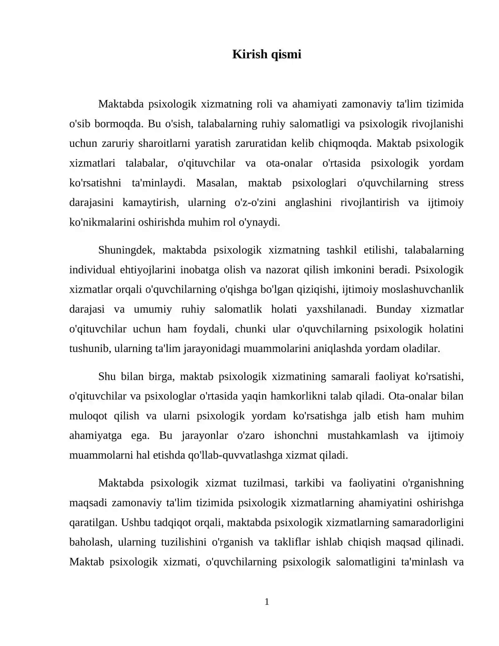 Maktabda psixologik xizmat tuzilmasi, tarkibi va faoliyatini tashkil etish 2