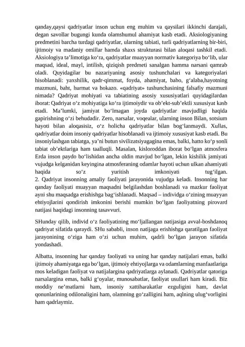 Qadriyatlar falsafasi (aksiologyia) 2