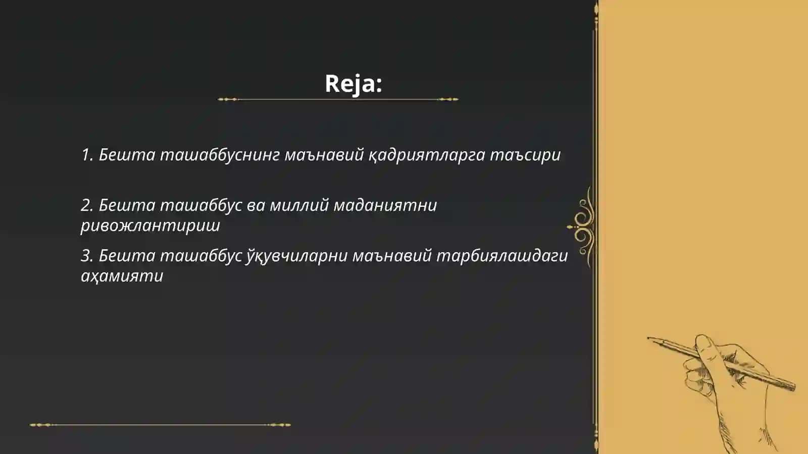 Бешта ташаббус ва унинг юксак маънавий маданиятни таъминлашдаги ўрни 2