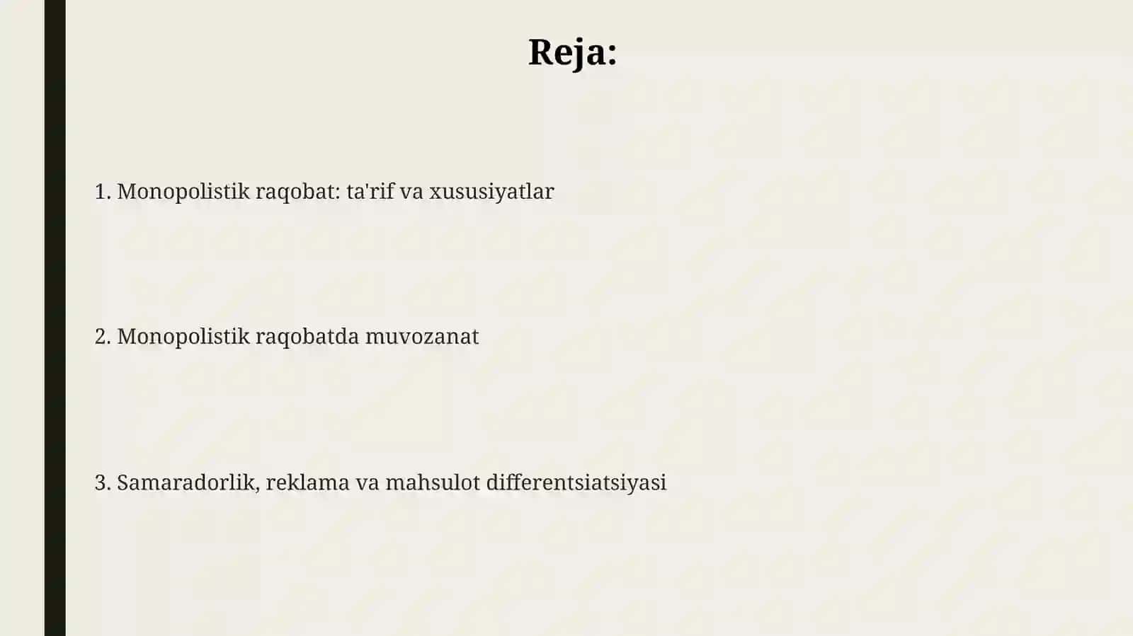 Monopolistik raqobatlashgan bozor muvozanati 2