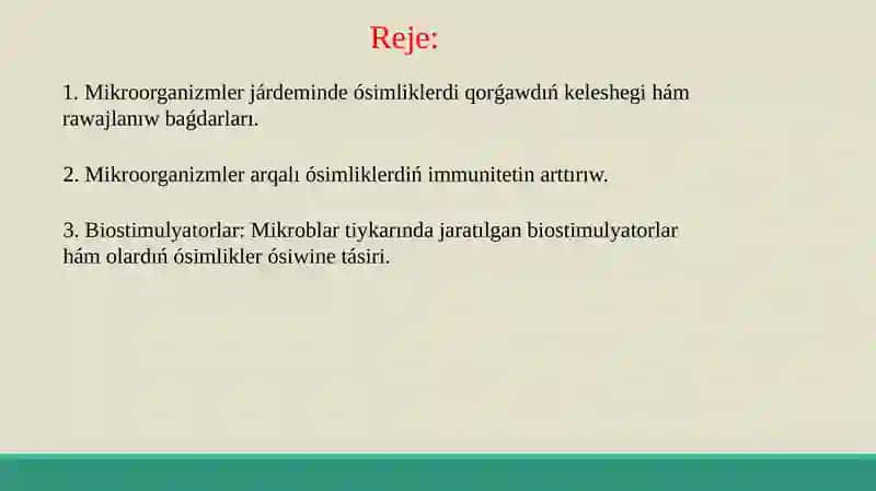 Mikroorganizmlerdıń awıl-xojalıǵında, ósimliklerdi qorǵawda qollanıwı. 2