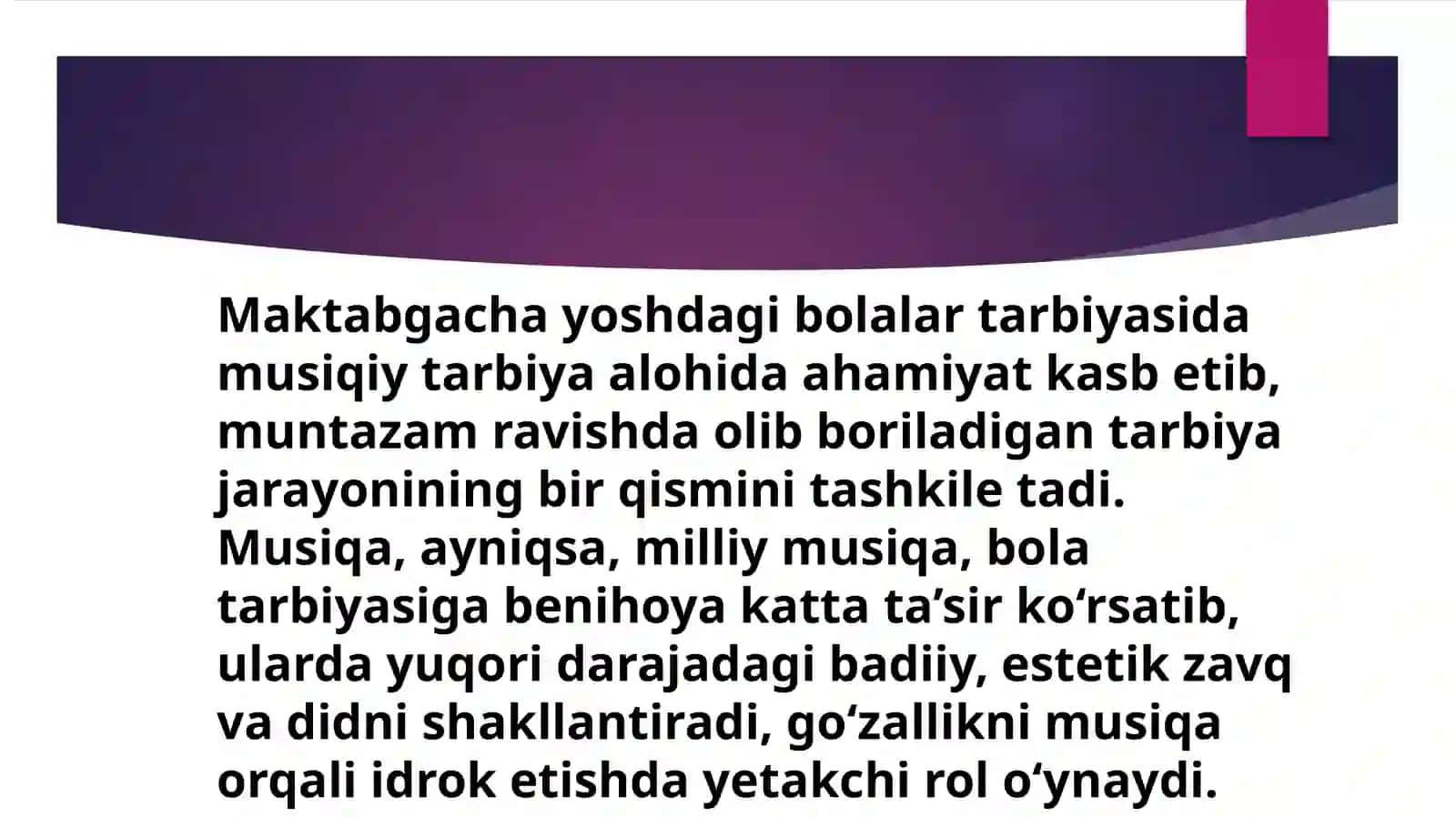 Musiqa mashg'ulotlarini tashkil etish va rejalashtirish 2