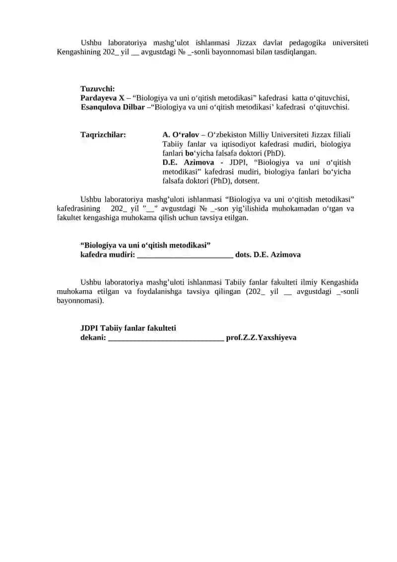 O‘SIMLIKLAR EKOLOGIYASI laboratoriya mashg‘ulotlar 2