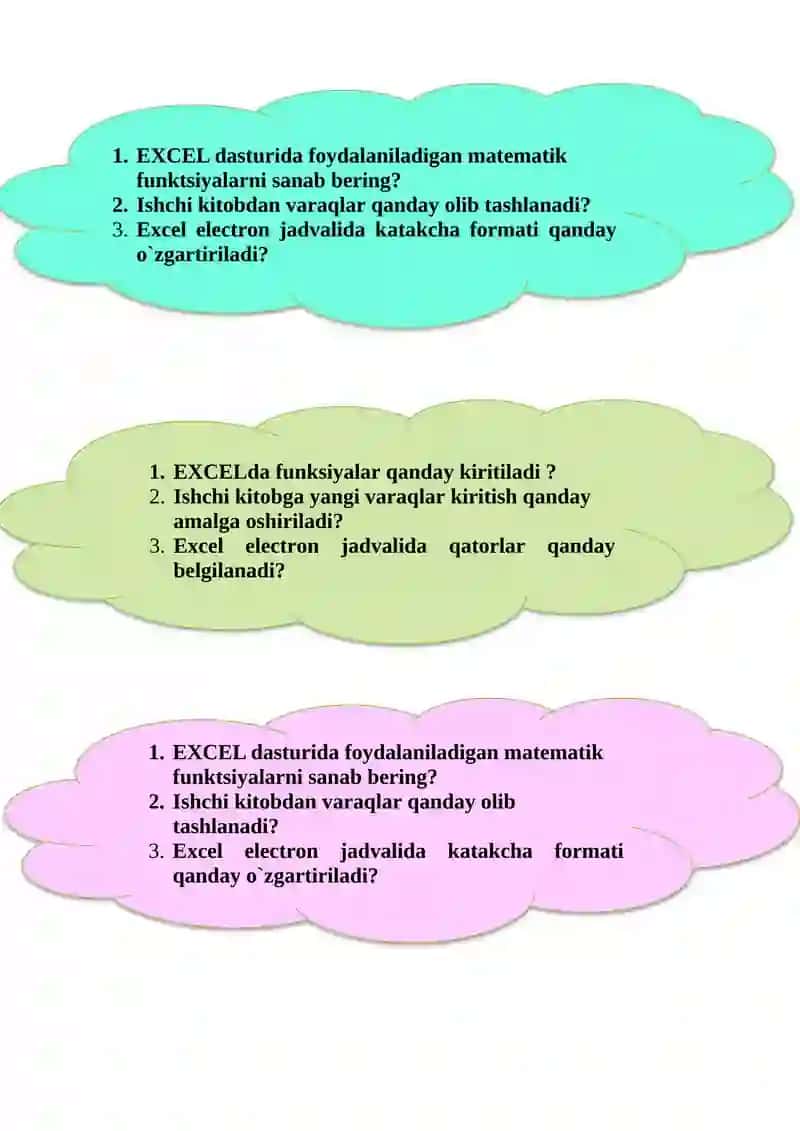 Excel dasturi 2