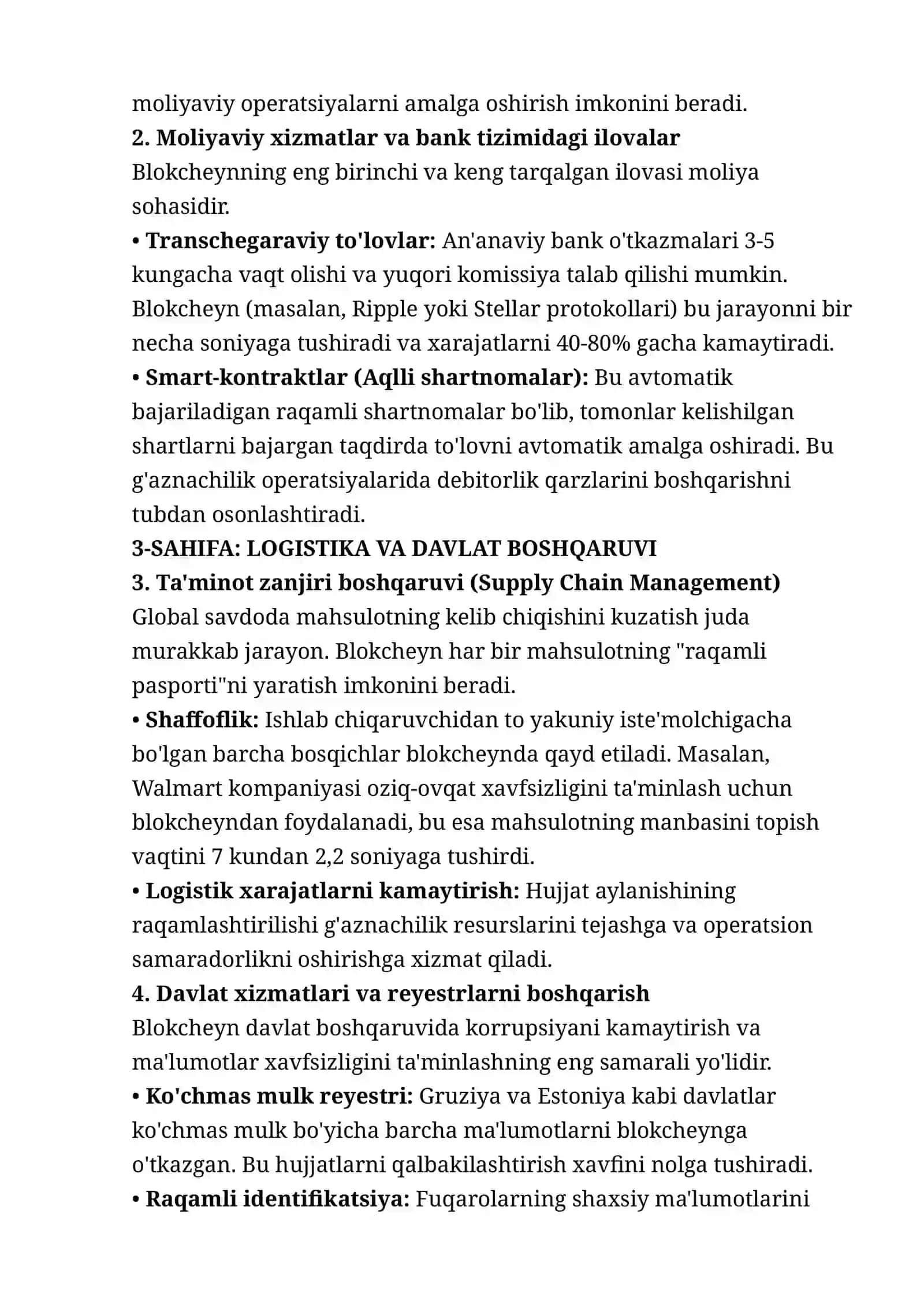 BLOKCHAIN TEXNOLOGIYASI ILOVALARI VA ULARNING IQTISODIY SAMARADORLIGI 2