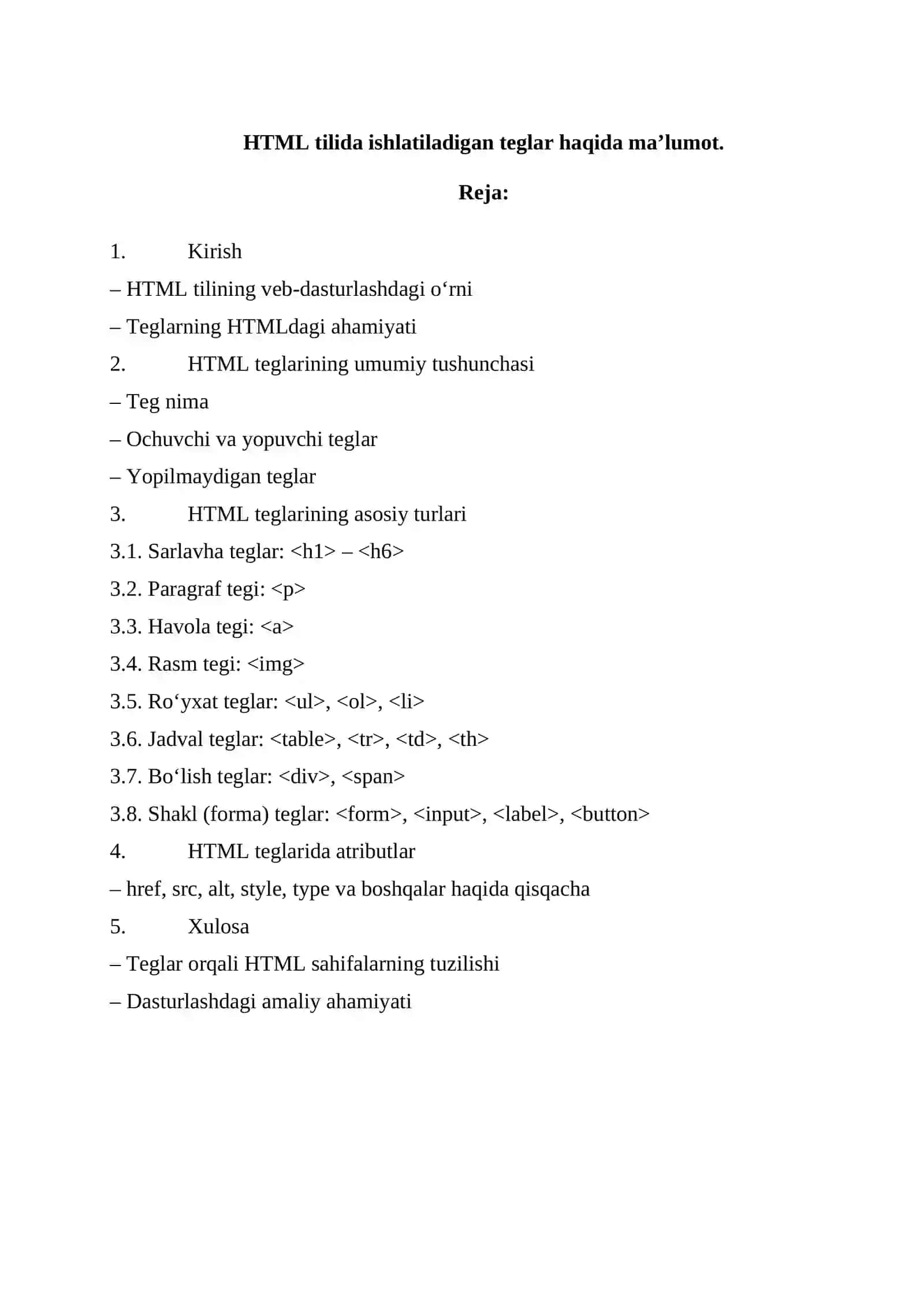 HTML da teglar haqida ma'lumot 2