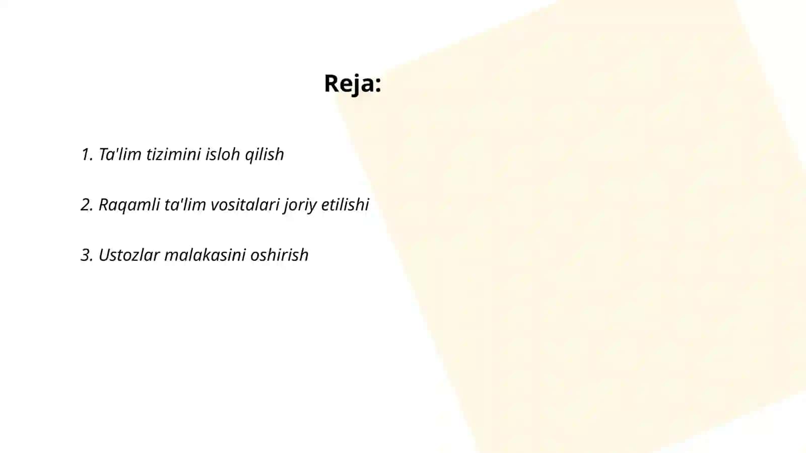 Ta'lim tizimini isloh qilish 2