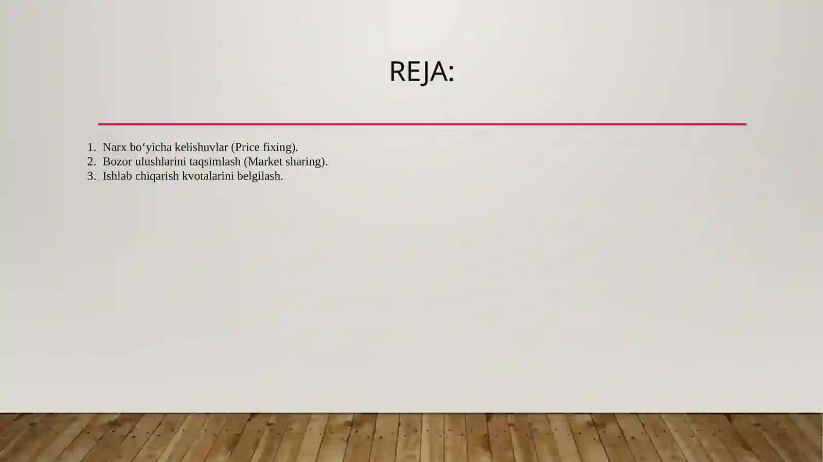 Mavzu: Kartel kelIshuvlarI va ularning barqarorlIk shartlari. 2