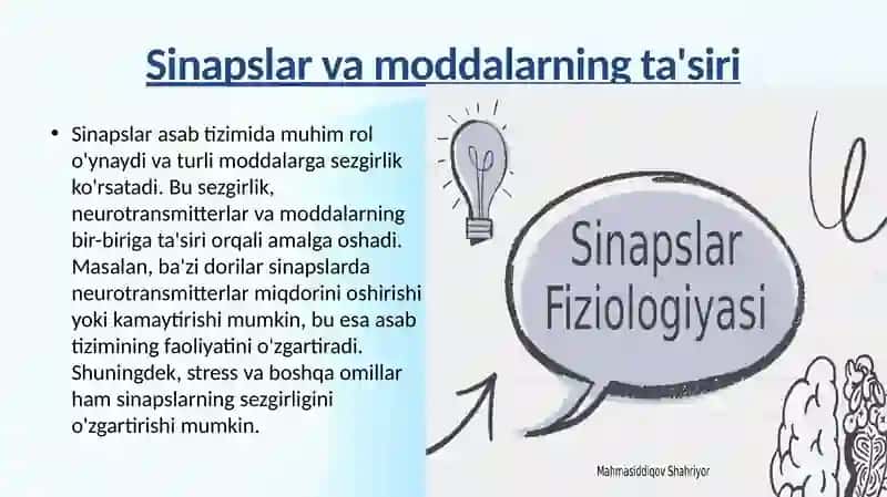 Sinapslarning turli moddalarga sezgirligi 2