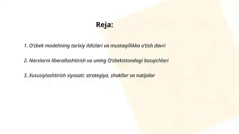 Bozor iqtisodiyotiga oʻtishning oʻzbek modeli va uning oʻziga xos xususiyatlari 2