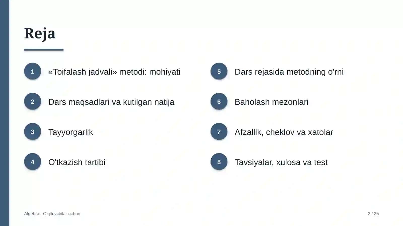 algebra darslarida toifalash jadvali metodidan foydalanish 6142 2