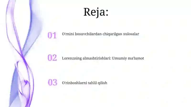 Lorenzning almashtirishlari: Umumiy ma'lumot 2