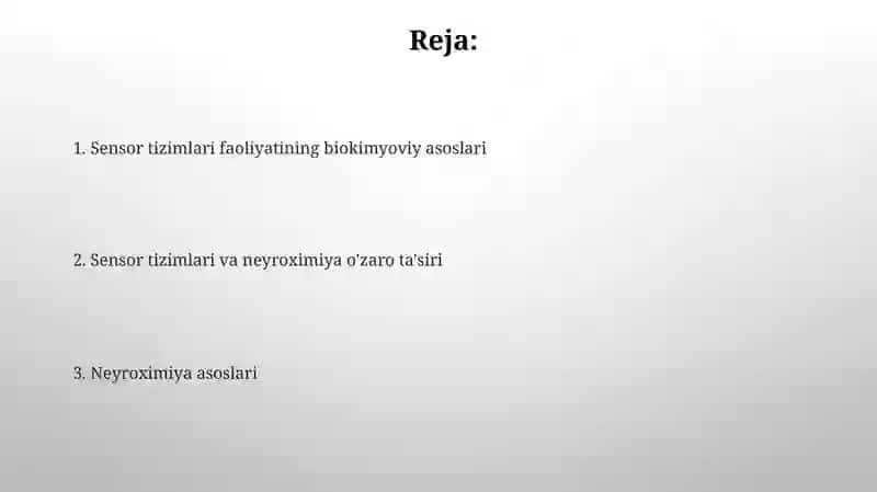 Sensor tizimlari faoliyatining biokimyoviy asoslari 2
