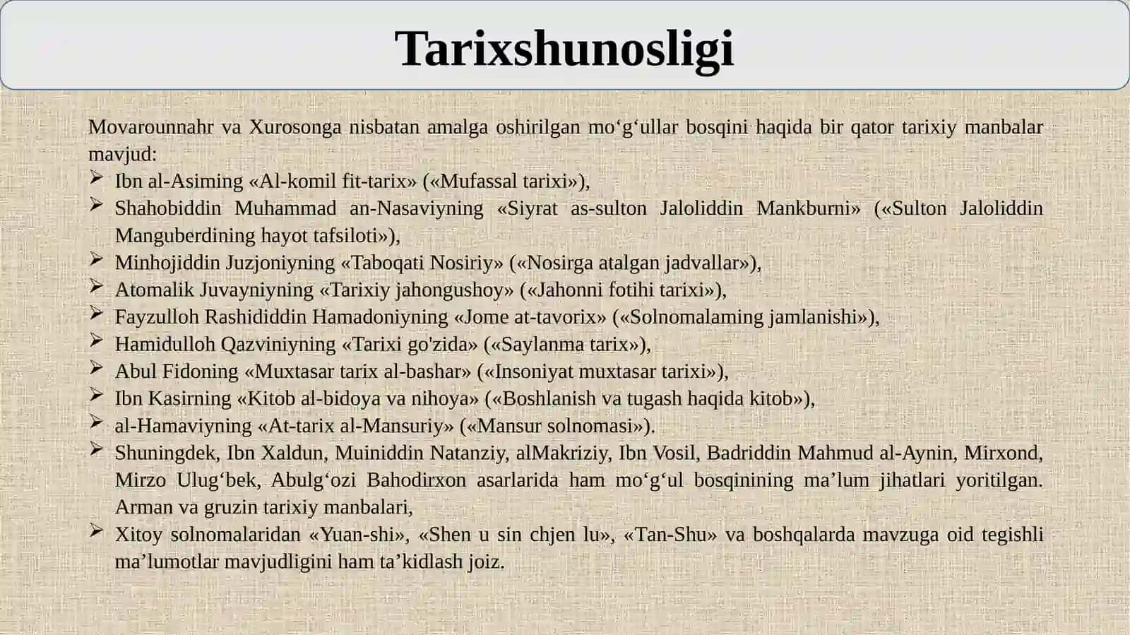Mo'g'ullarning O'rta Osiyoga bostirib kirishi va unga qarshi kurash 2