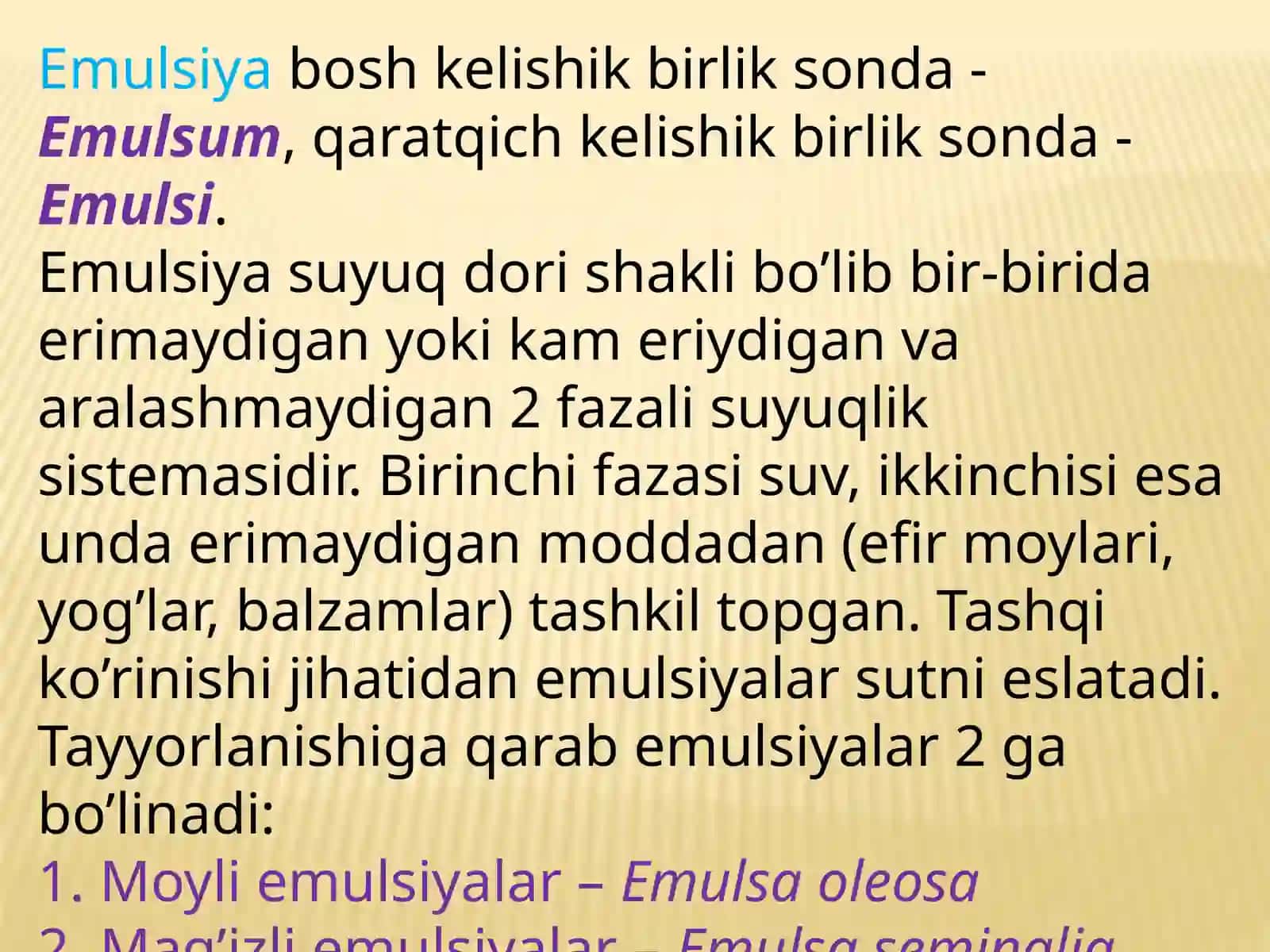 Emulsiyalar, tomchilarga retsept yozish 2