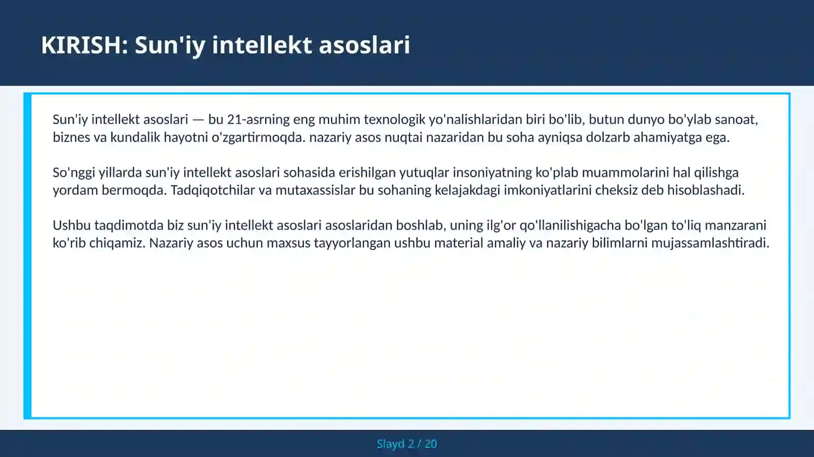 SUN'IY INTELLEKT ASOSLARI 2