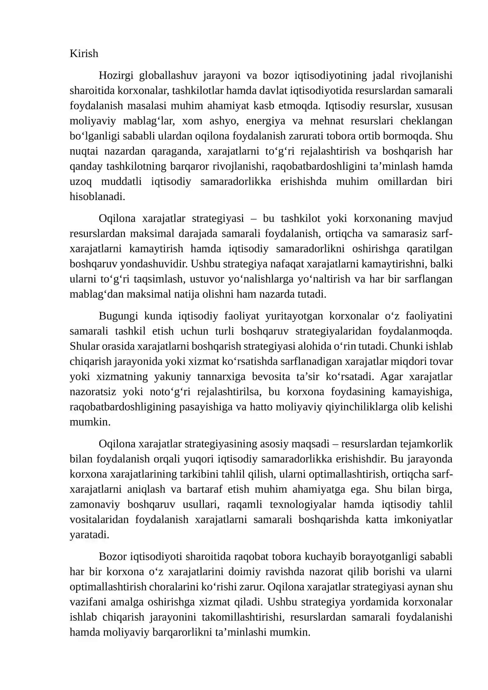 Oqilona xarajatlar strategiyasi 2