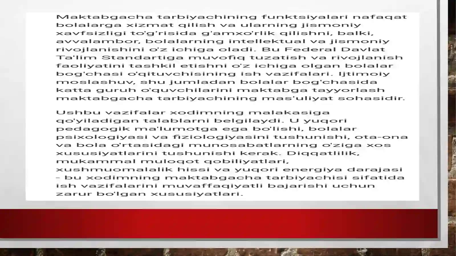 Maktabgacha ta’lim tashkiloti tarbiyachining lavozim vazifalari 2