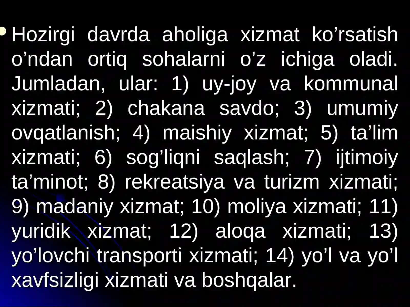 Aholiga хizmat ko’rsatish sohalarini hududiy tashkil etish 2