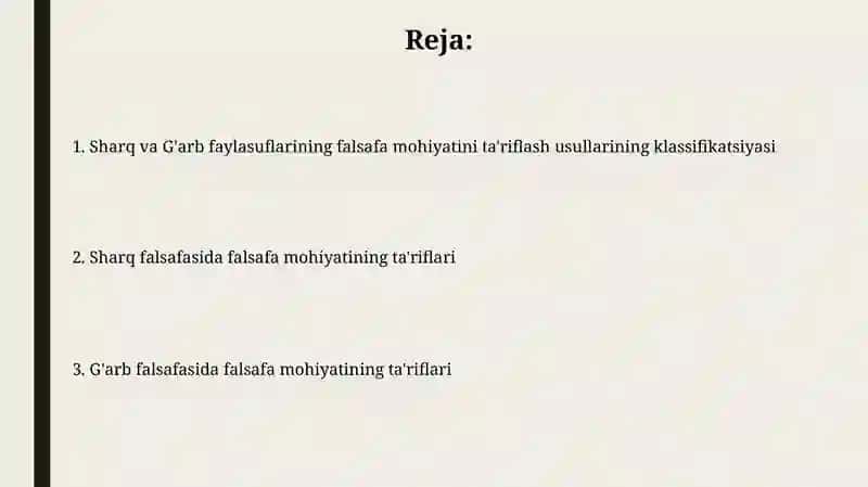 Falsafa mohiyatiga oid Sharq va Gʻarb mutafakkirlari tariflarini tasniflash 2