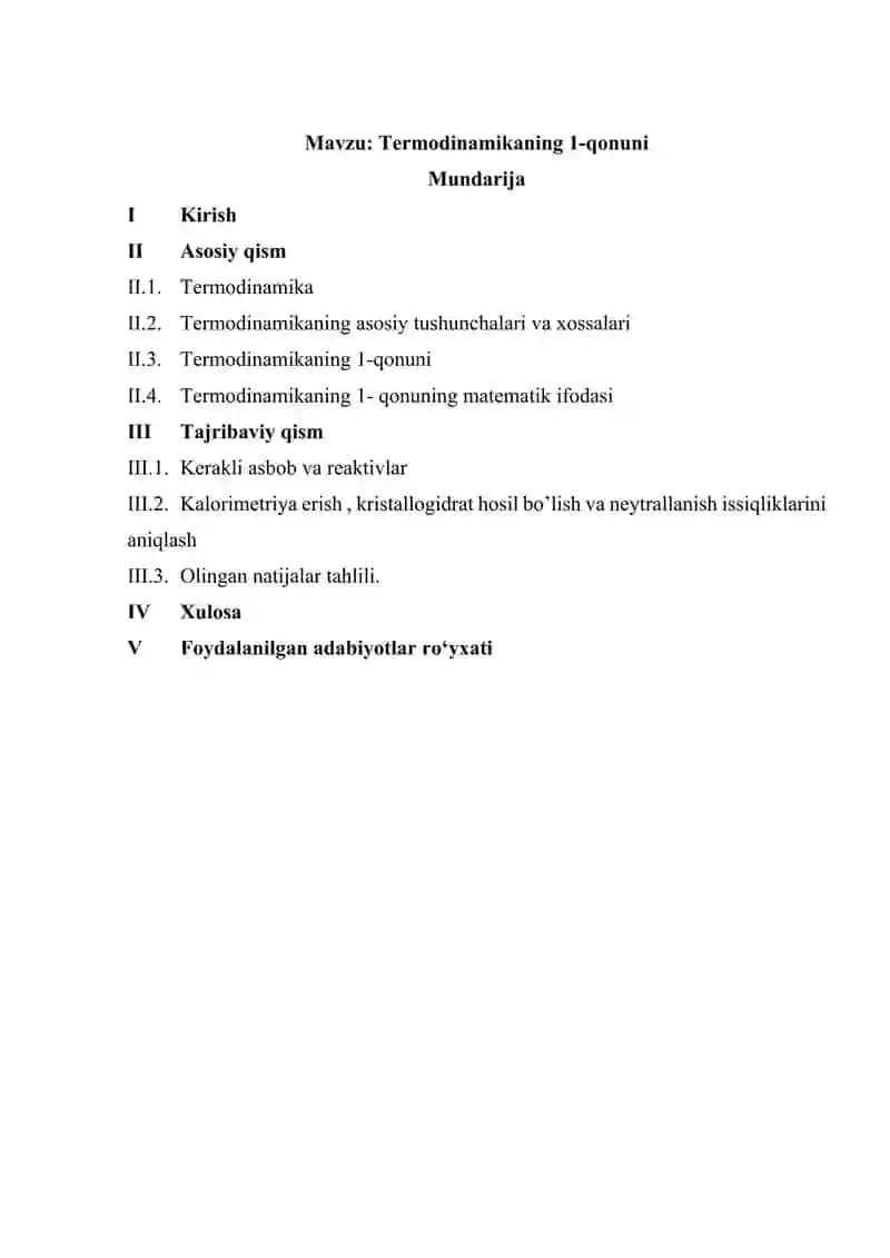 Termodinamikaning 1-qonuni 2