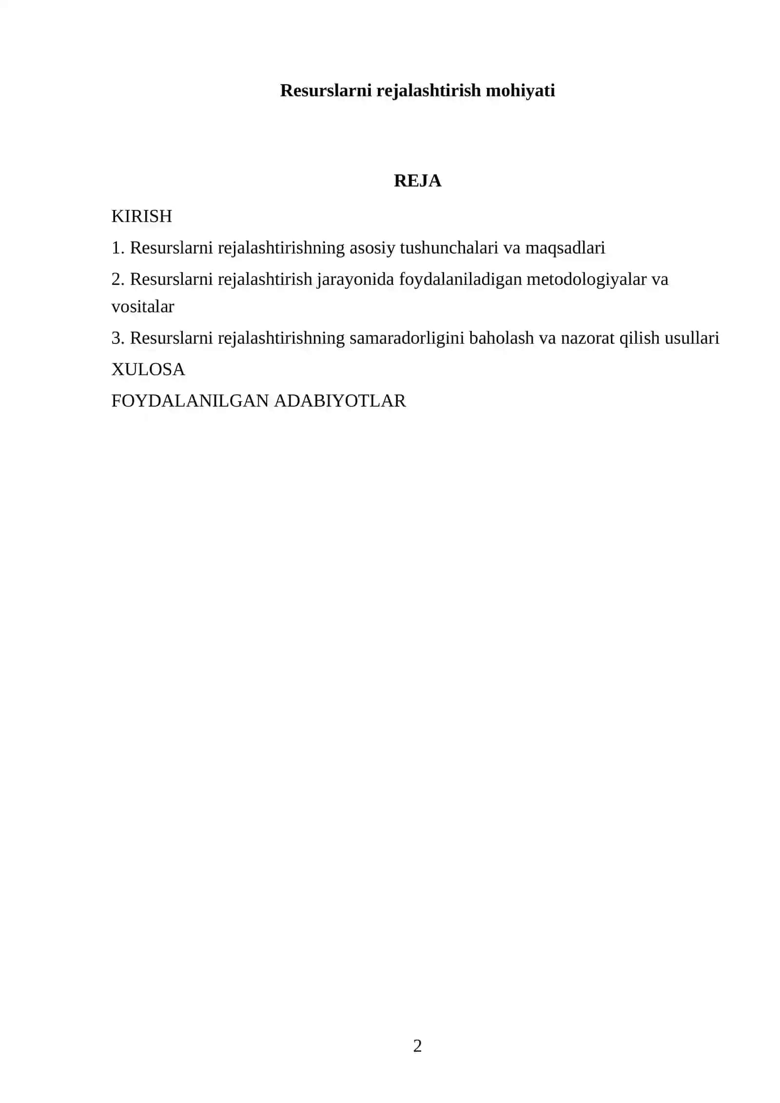 Resurslarni rejalashtirish mohiyati 2