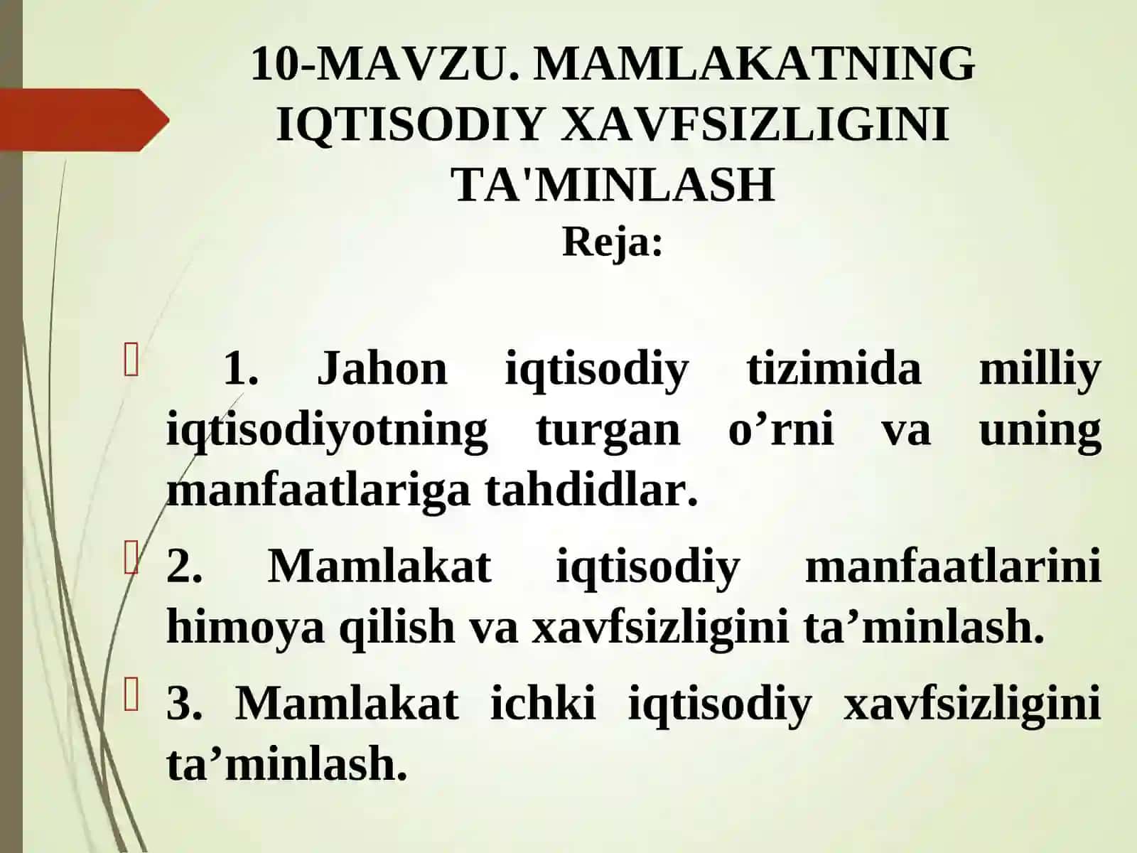 Mamlakatning Iqtisodiy Xavfsizligini Ta'minlash 2