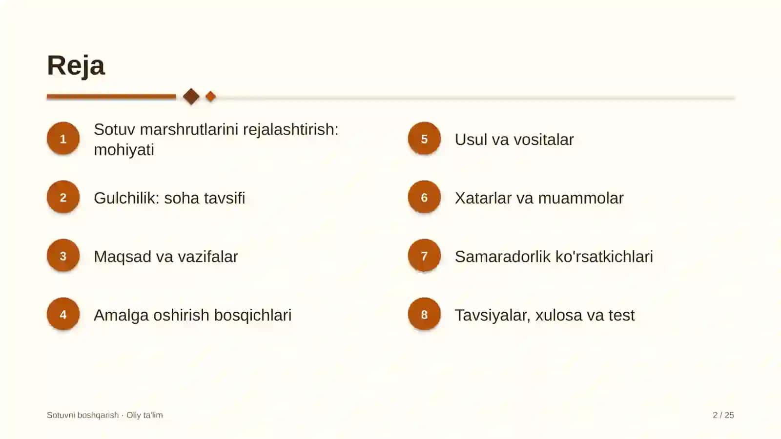Gulchilikda sotuv marshrutlarini rejalashtirish 2