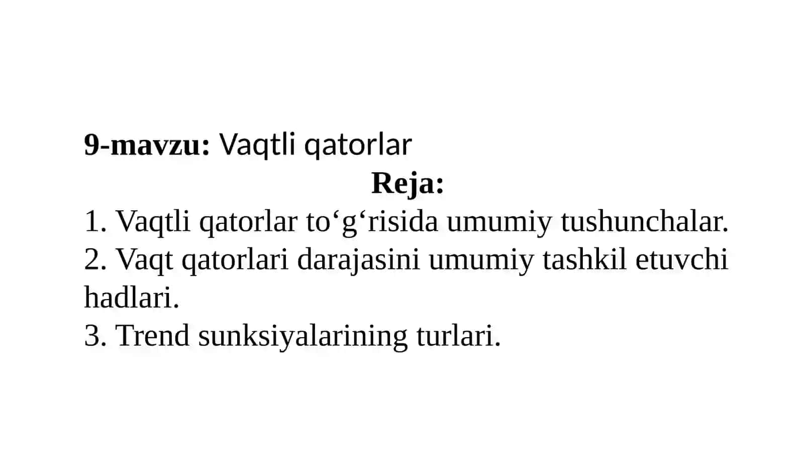 Vaqtli qatorlar 2