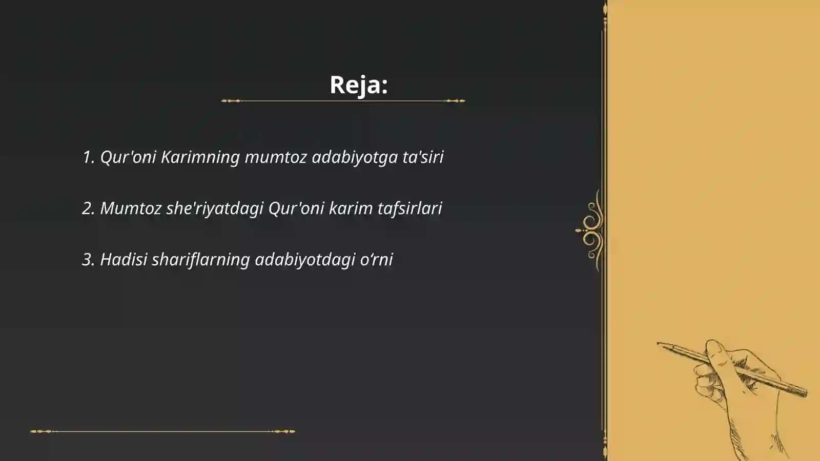 Mumtoz adabiyot taraqqiyotida Qur'oni karim g‘oyalari va hadisi sharifdagi fikrlarning o‘rni va ahamiyati 2