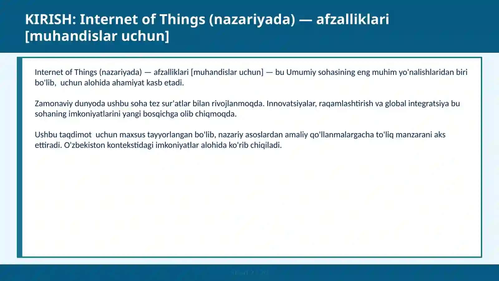 Internet of Things (Nazariyada) - Afzalliklari [Muhandislar uchun] 2