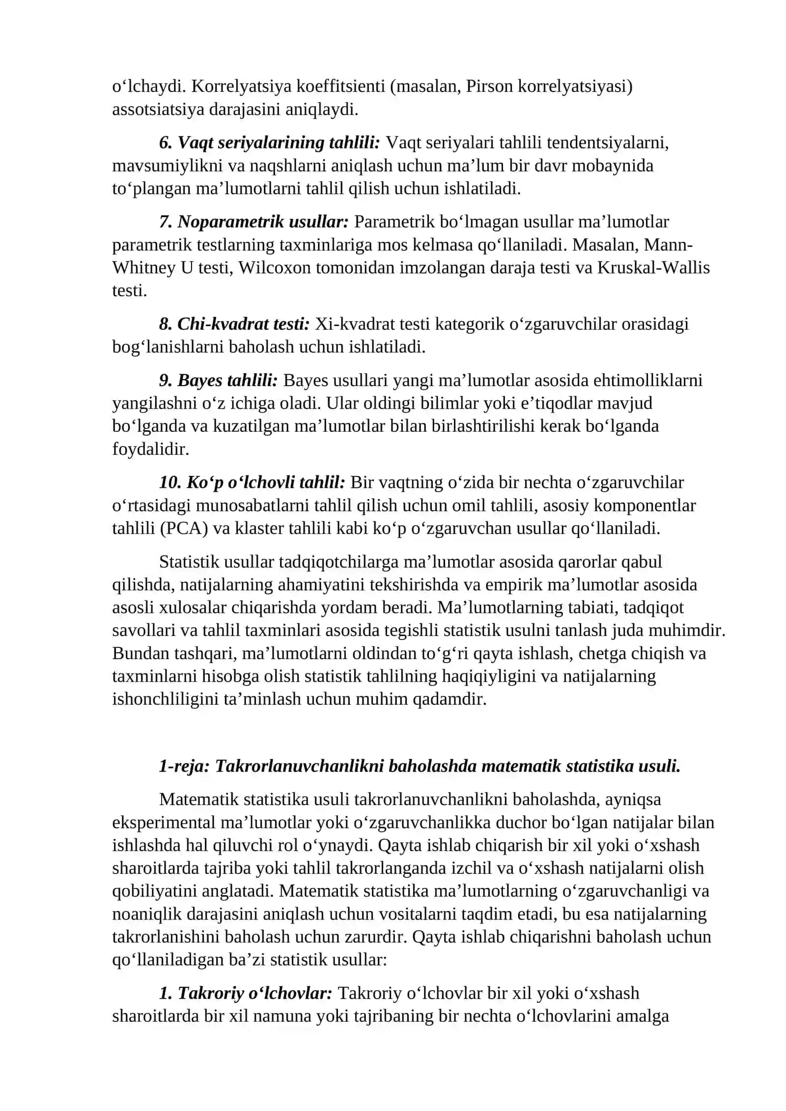 Tahlil natijalarini matematik statistika usullari yordamida baholash 2