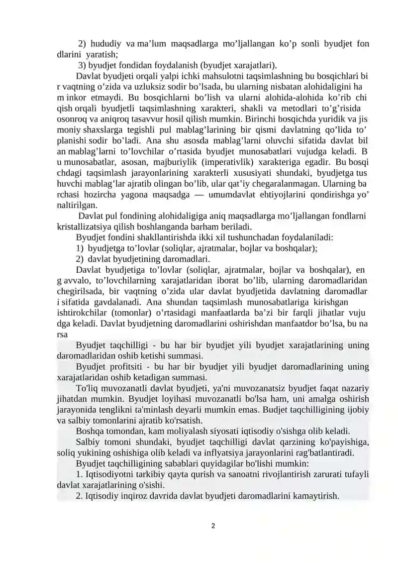 Davlat qarzi va byudjet taqchilligi 2