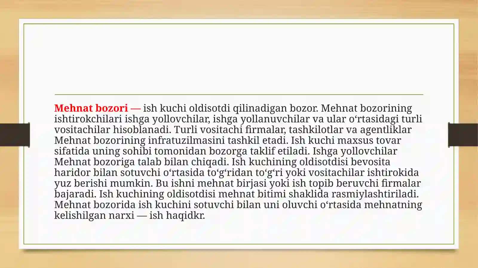 Mehnat bozorining shakllanishi va ishsizlikning o‘ziga xos xususiyatlari 2