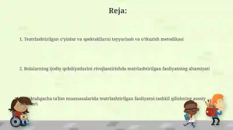 Teatrlashtirilgan o'yinlar va spektakllarni tayyorlash va o'tkazish metodikasi 2