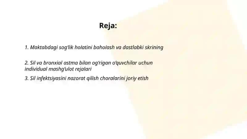 Sil va bronxial astma kasalliklari bilan o‘g'rigan maktab o‘quvchilari bilan mashgulot otish tartibi 2