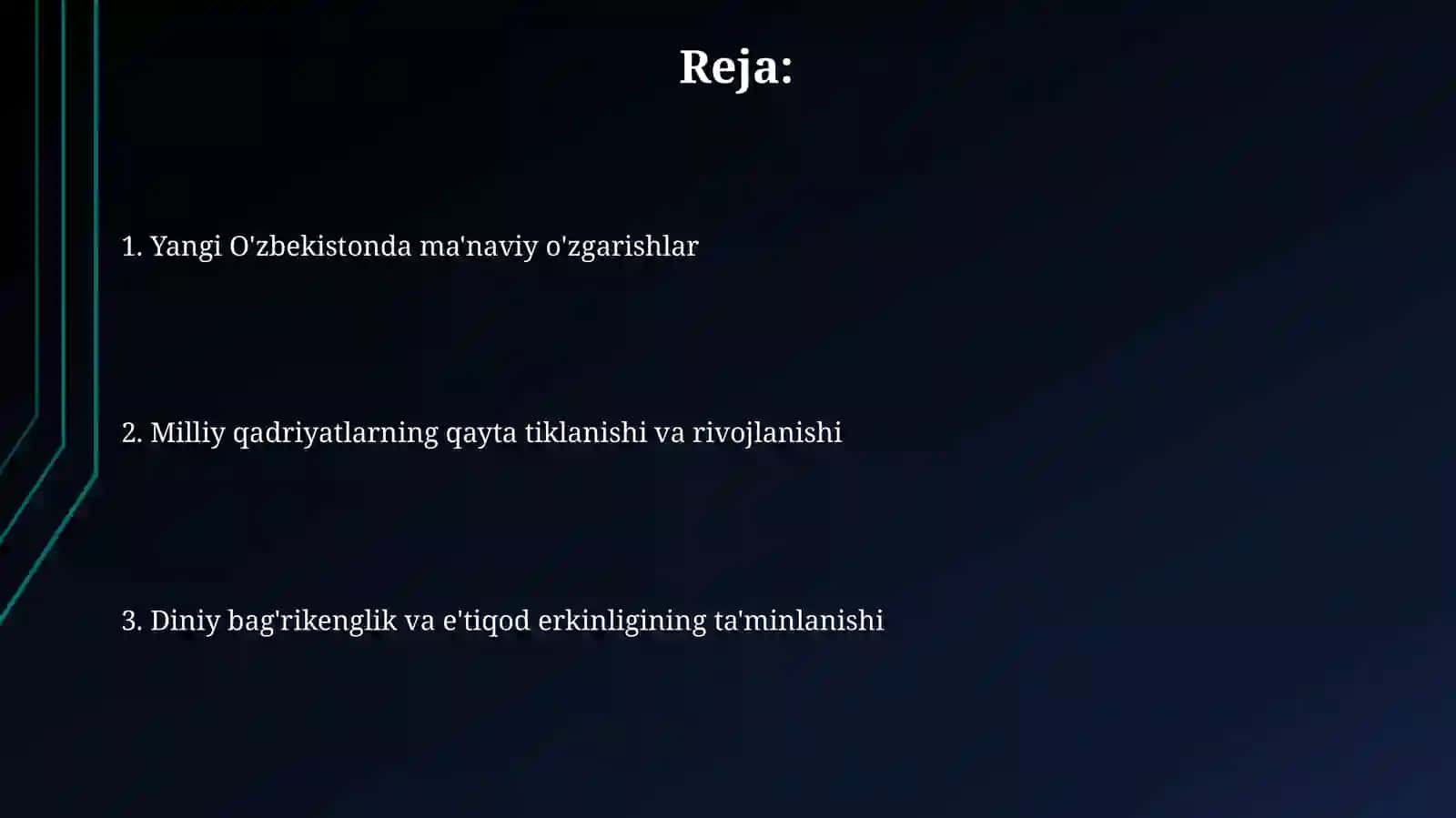 Yangi O'zbekistonda amalga oshirilayotgan maʼnaviy oʻzgarishlar 2