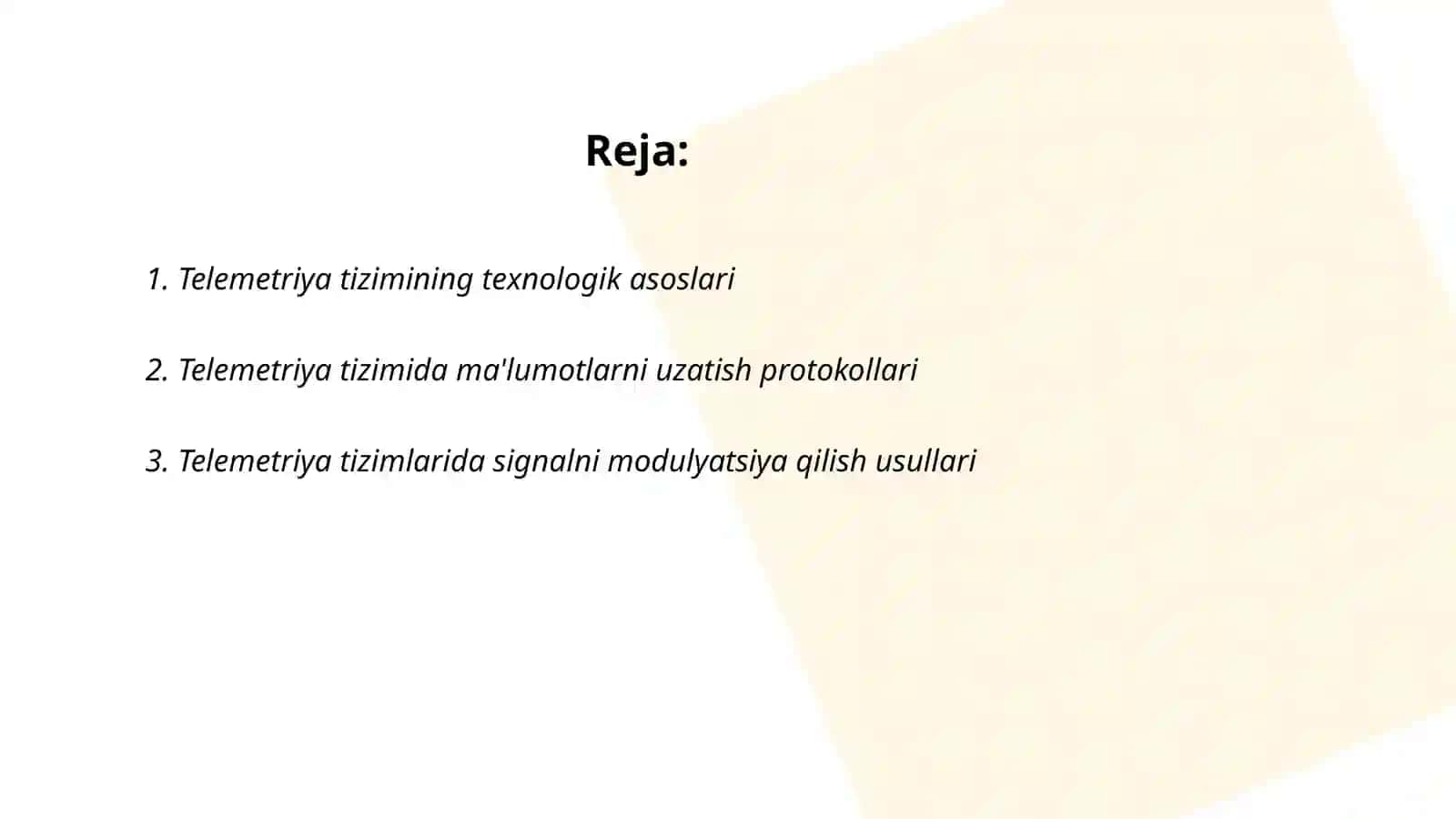 Telemetriya tizimini tavsiflovchi parametrlar 2
