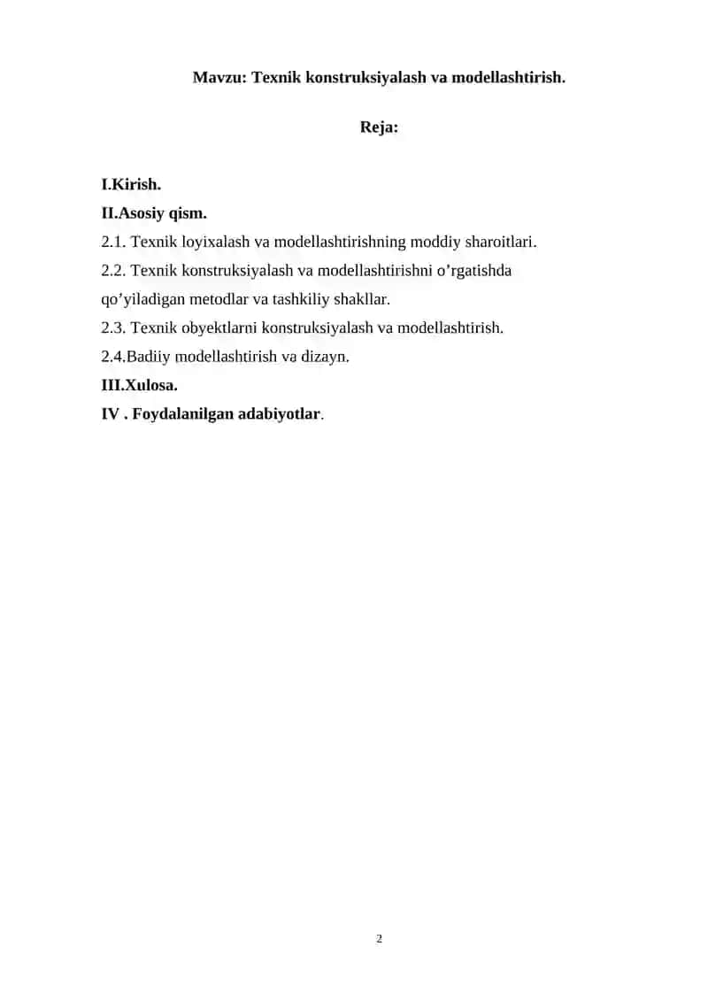 Texnik Ijodkorlik va Dizayn Kurs Ishi 2