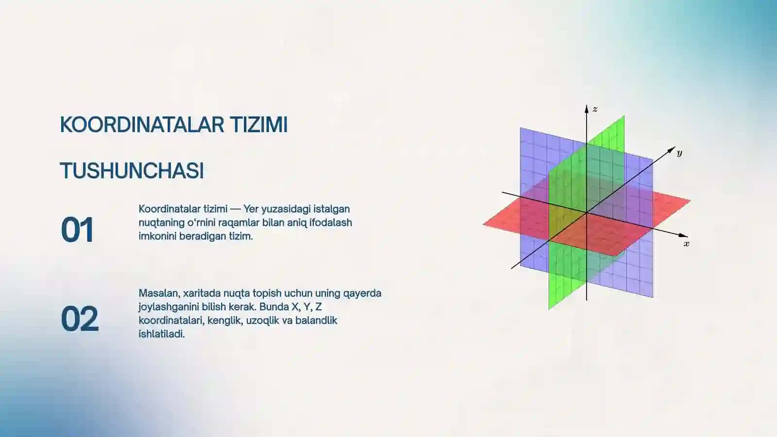GEODEZIYADA KOORDINATALAR TIZIMI 2