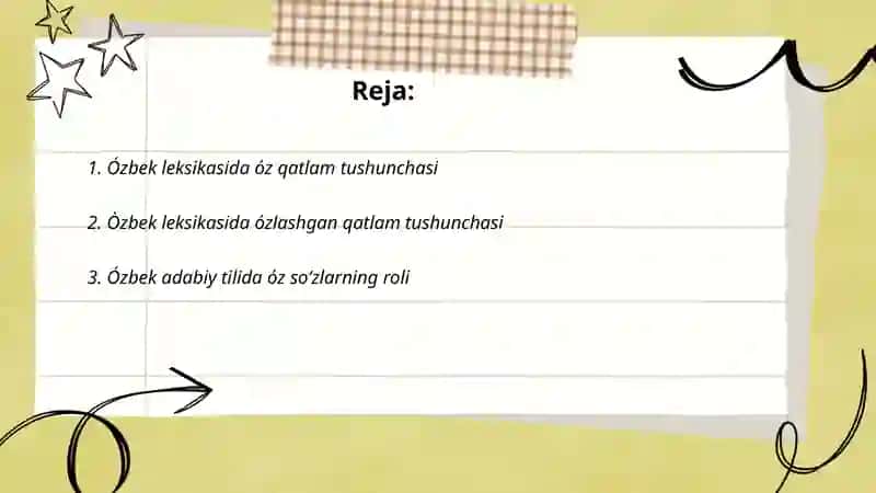 Ózbek leksikasida óz va ózlashgan qatlam 2
