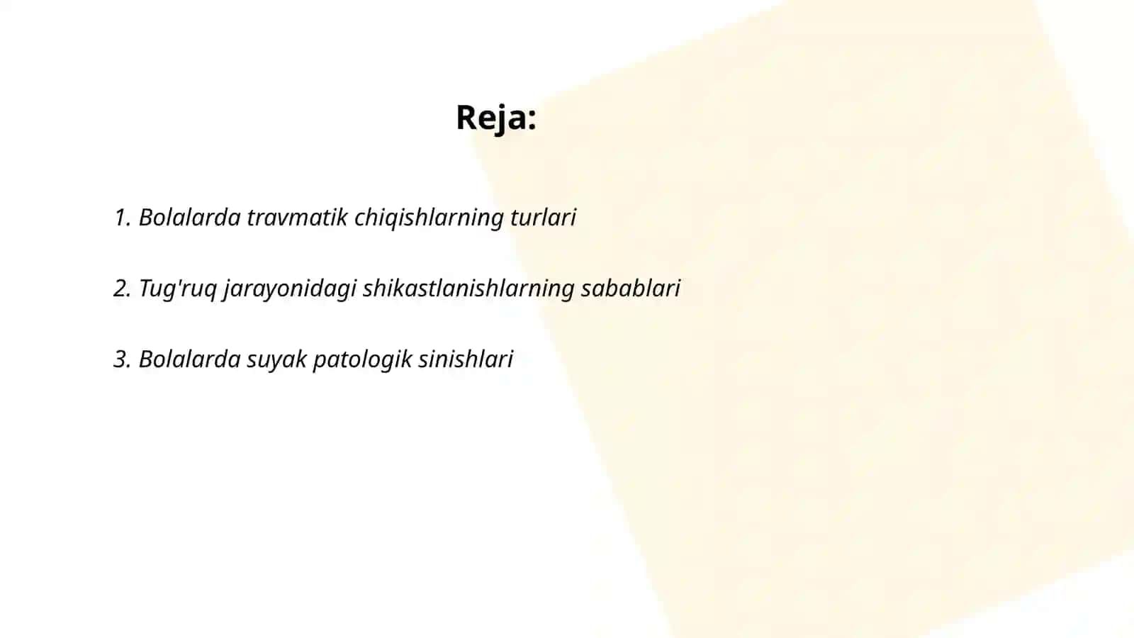 Bolalarda Travmatik Chiqishlar 2