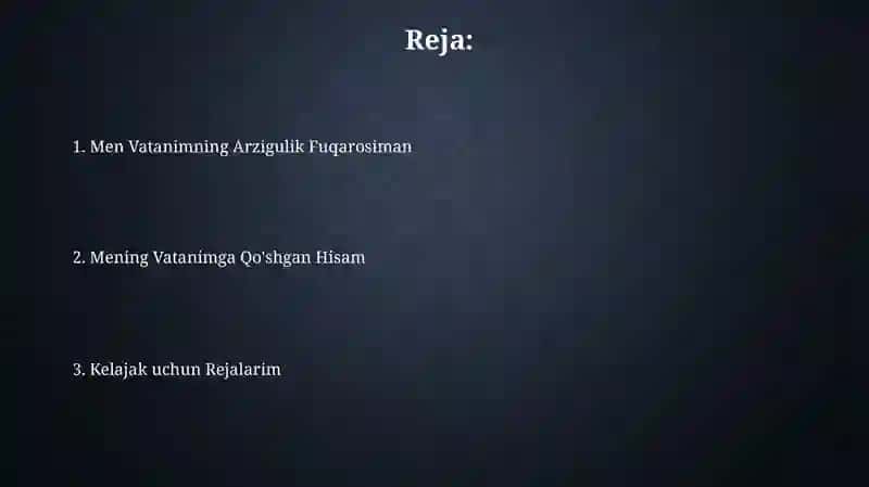 Kelajak uchun Rejalarim 2