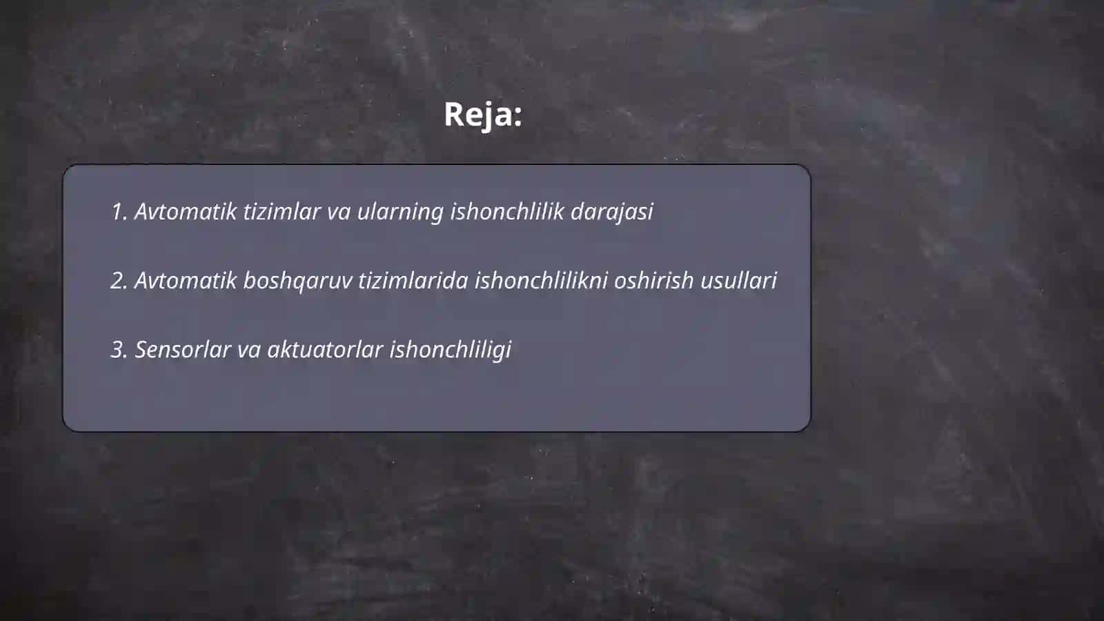 Avtomatik tizimlarni ishonchliligi 2